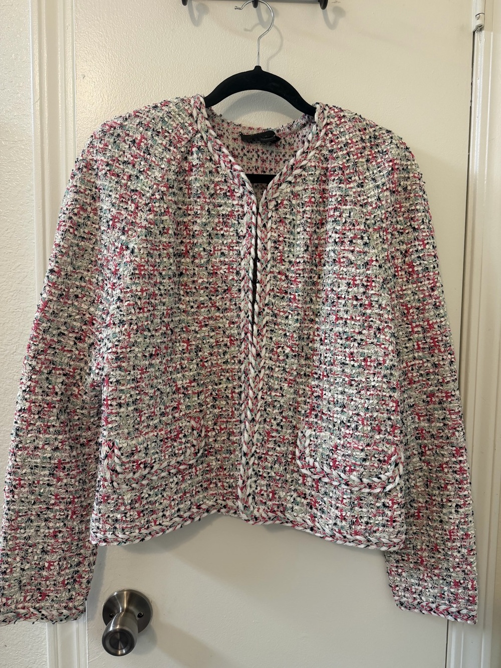 ST John’s Woven Tweed Open-Front Jacket in Multi-Color